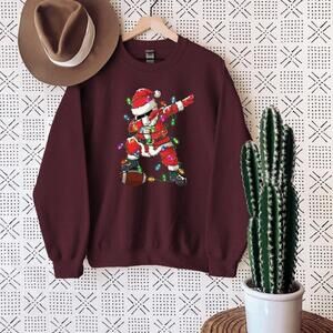 Christmas Football Santa Graphic Holiday Crewneck Sweatshirt